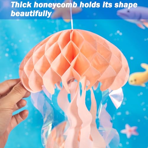 8 Pcs Pink and Purple Jellyfish Honeycomb Hanging Decorations for Parties