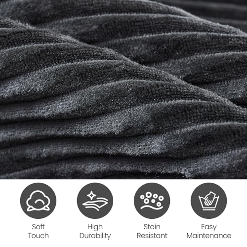 3ft Memory Foam Bean Bag Chair with Removable Washable Plush Cover - Black