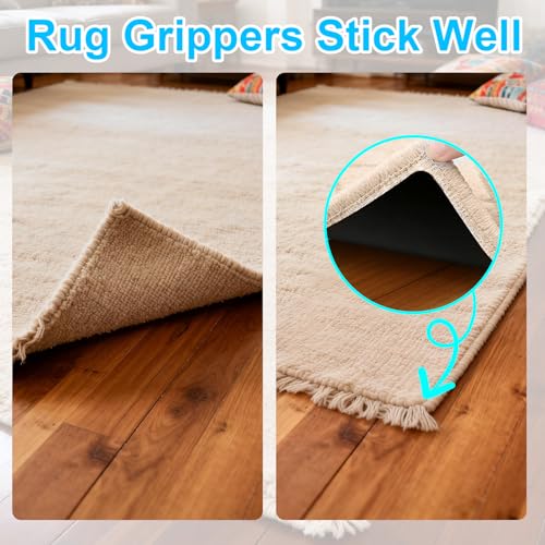 8 PCS Non-Slip Rug Grippers, Triangle Double-Sided Carpet Tape for Floors