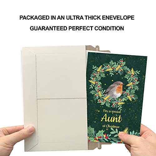 Aunt Christmas Card - Eco-Friendly Thick Card Stock with Premium Envelope, 5x7.75in