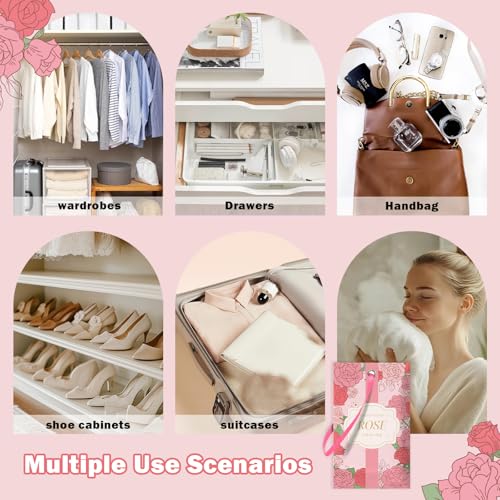 Rose Scented Sachets for Drawers and Closets - 14 Pack Long-Lasting Fragrance