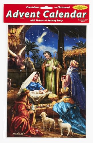 Vermont Christmas Company Advent Calendar with Bible Nativity Story - Countdown to Christmas, 8.25x11.75 inches, Glitter Highlights