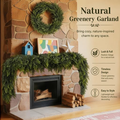 Gradient 2-Pack 6FT Artificial Cedar Pine Garland for Holiday Decor