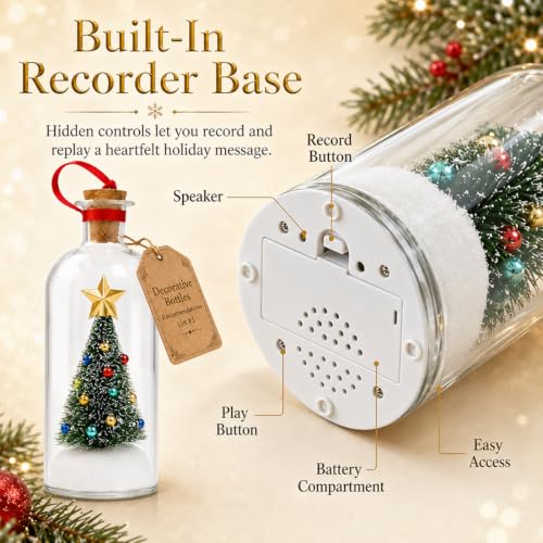 Recordable Christmas Tree in a Bottle Glass Ornaments - 3 Piece Set