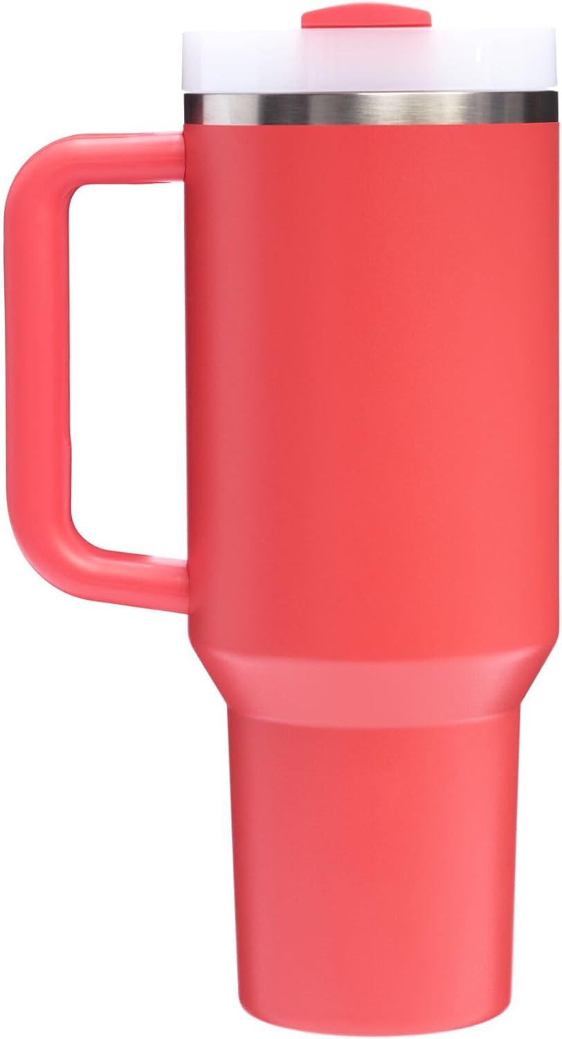 Stanley Quencher H2.0 Tumbler - 40 oz Insulated Stainless Steel Cup with Handle & Straw | BPA-Free Hot Coral