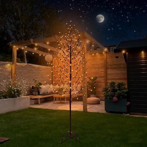 Remon 7Ft LED Birch Tree with 312 Lights, Twinkle Modes & Timer - Indoor & Outdoor Decor