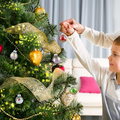 50 Pieces 6cm Clear Plastic Christmas Ornaments Fillable Baubles with Removable Tops