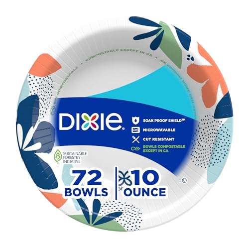 Small Disposable Paper Bowls - 10 oz Soak-Proof & Microwave-Safe (72 Pack)