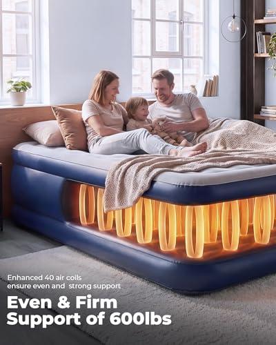 Full Air Mattress with Built-in Pump, 18" Raised, Quick Inflate