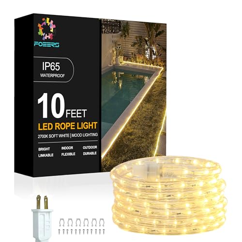 10ft LED Rope Lights, Connectable Waterproof Tube Lighting for Indoor & Outdoor