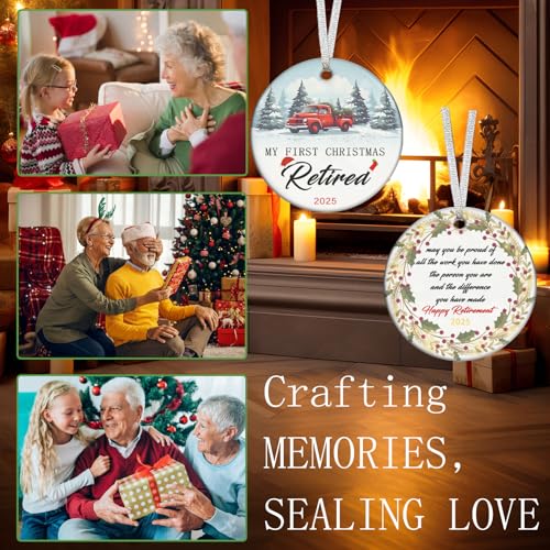 qiyeyeye My First Christmas Retirement Ornament 2025 – Double-Sided Ceramic Gift Boxed
