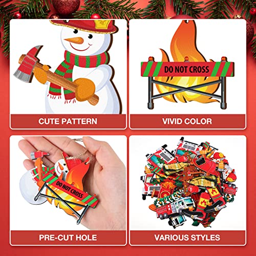 Glenmal 32 Pcs Firefighter Christmas Wooden Ornaments with Fire Hydrant Style