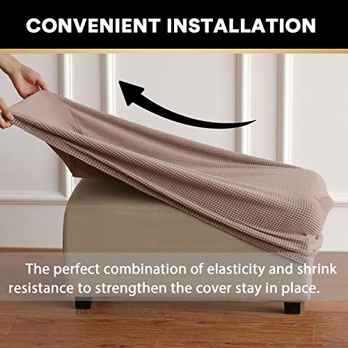 Stretch Ottoman Cover Slipcover for Oversized Foot Stool - Jacquard Fabric, Elastic Bottom