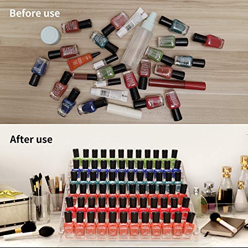BTremary 6-Tier Acrylic Nail Polish Organizer Rack Stand Holds 48-96 Bottles