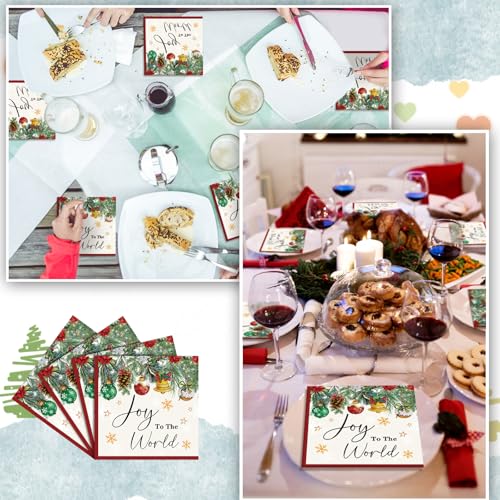 Frienda Christmas Joy to the World 60 Pack 13x13in Christmas Balls Napkins