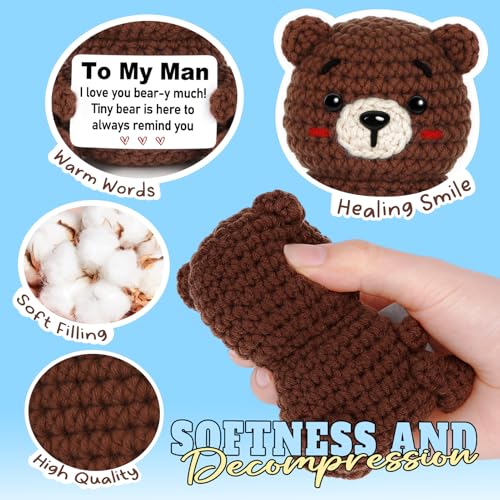 Handmade Crochet Pocket Bear Gift for Boyfriend Husband