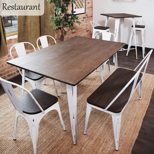42-Inch Rustic Industrial Dining Bench with Removable Backrest