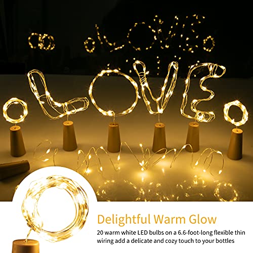 10-Pack Battery-Operated Wine Bottle Cork Lights - 20 LED Warm White
