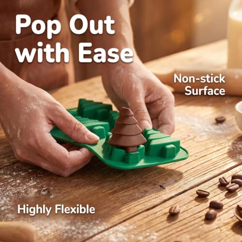 Apiocmy 2 Pcs Christmas Tree Silicone Molds - F, 12 Cavities for Cake, Chocolate, Gummy & Soap