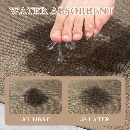 Chakme Ultra Thin Non-Slip Quick Dry Bath Mat 24x17 Dark Beige