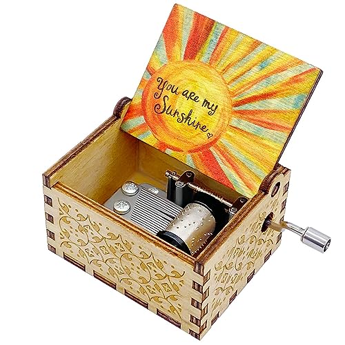 You Are My Sunshine Wooden Hand Crank Music Box - Vintage Mini Gift