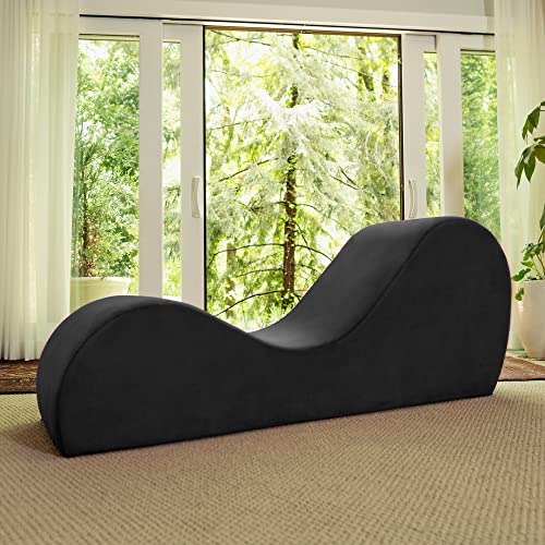 Modern Foam Yoga Chaise Lounge for Stretching, Exercise & Relaxation, Black