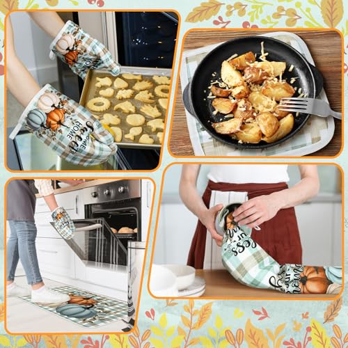 10-Piece Pumpkin Kitchen Decor Set - Autumn Dish Towels, Mats, and Oven Mitts