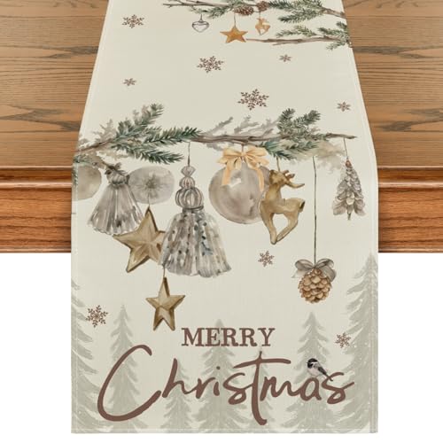 Artoid Mode 13x48 Inch Christmas Table Runner Beige Home Party Decor