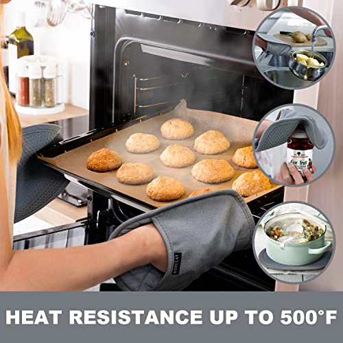 2-Pack Silicone Pot Holders with Pocket, Heat Resistant to 500°F - Gray