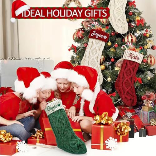 Personalized Christmas Stockings with Custom Name - 18" Cable Knit 3-Pack