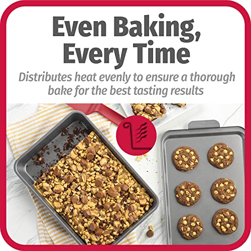 GoodCook Everyday Baking Pan with Metal Lid Nonstick Warp-Resistant Heavy-Gauge Steel Construction Even-Heating Oblong Cake Pan with Solid Oven-Safe Cover, 9x13-Inch, Gray
