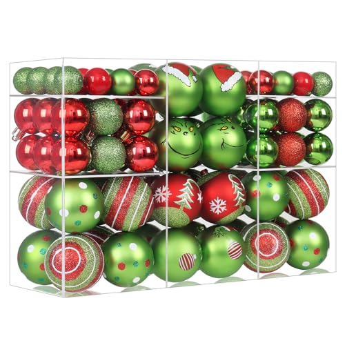 GIRLIBER Green Shatterproof Christmas Ornaments Set - 100 Pcs Holiday Decorations