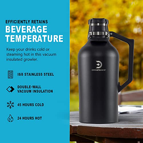 128 oz Insulated Stainless Steel Beer Growler - Airtight Vacuum Tumbler