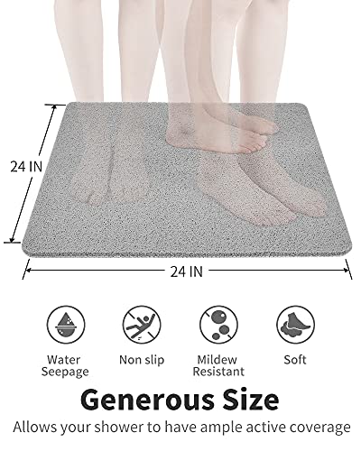 Non-Slip Shower Mat for Textured Surfaces - 24x24 Inch Loofah Bath Mat
