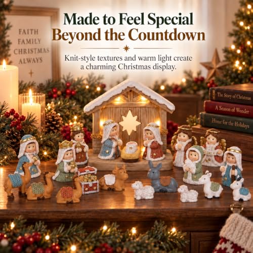 Nativity Advent Calendar 2026 for Kids – 24 Day Light-Up Nativity Scene Set