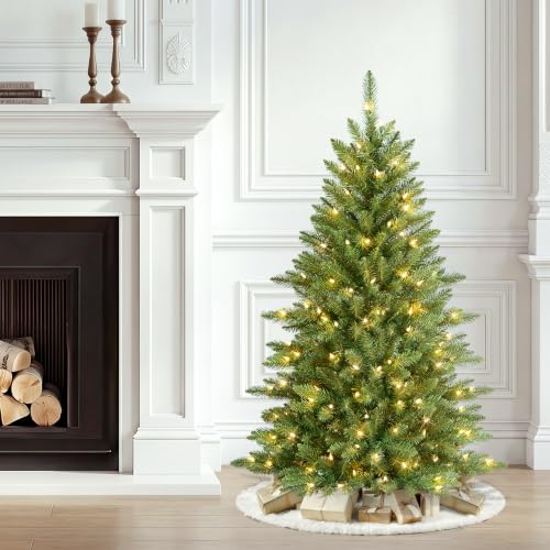 4.5ft Slim Fraser Fir Artificial Christmas Tree with 150 Clear Lights - Pre-Lit Holiday Tree