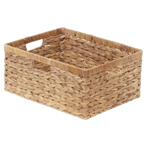 Large Woven Water Hyacinth Storage Basket with Built-in Handles