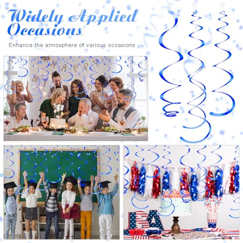 36 Pcs Blue Hanging Swirl Party Decorations - Blue Theme 55cm & 70cm, 2 Styles