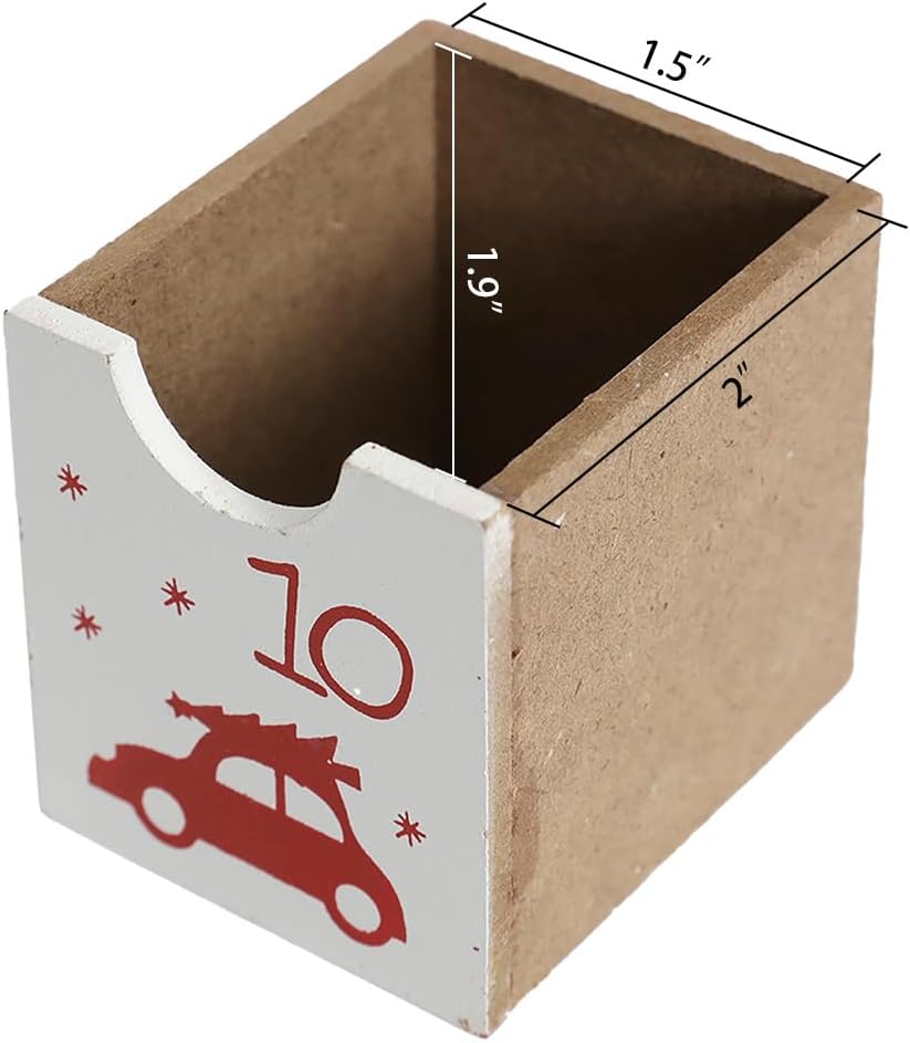 Regine Switzerland Christmas Wooden Advent Calendar - LED Lighting, Red Snowman & Santa Design, 24 Drawers for Holiday Countdown Decor