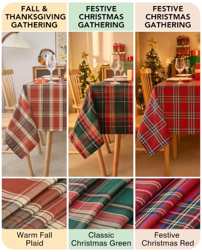 Homepeak Forest Green 54x54 Inch Square Buffalo Plaid Christmas Tablecloth - Farmhouse Decor