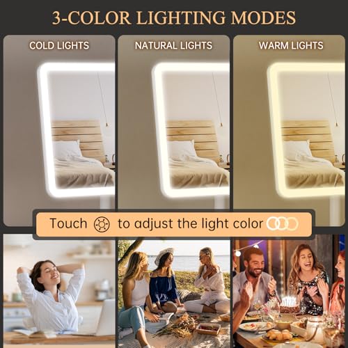 FUNTOUCH 9.5x7.5 Inch Rechargeable Vanity Mirror with Lights & 40X Magnifier, White