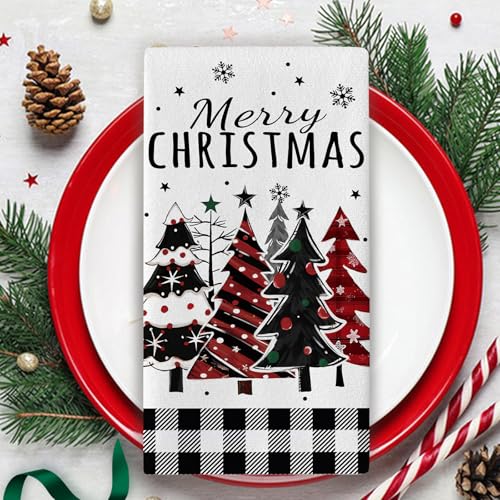 Christmas Tree Kitchen Dish Towels Set of 2 - Festive Farmhouse Decor