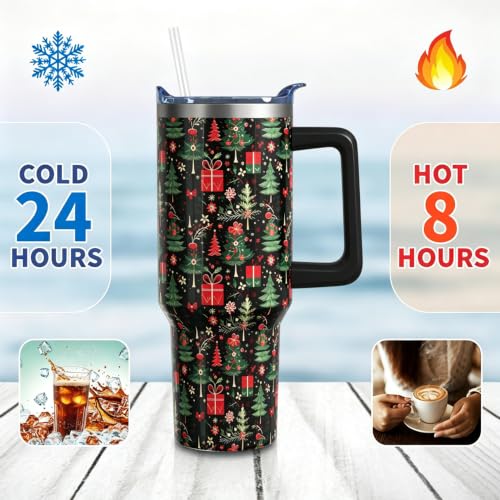 40oz Christmas Trees Tumbler Cup with Handle & Lid Straw - Tree tumbler-01 (Aokoyi)