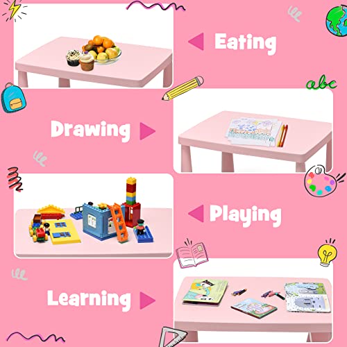 3-Piece Kids Table and Chair Set for Toddlers - Pink Activity Furniture