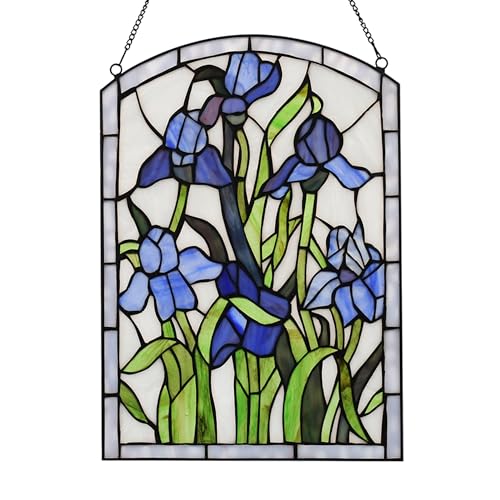 Tiffany Style Stained Glass Window Hanging Panel - 16" H x 11" W