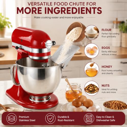 Stainless Steel Stand Mixer Pouring Chute Attachment for Metal Bowls