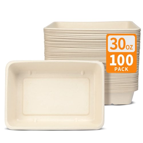 Celel 100 Pack 30 oz Large Rectangle Paper Bowls