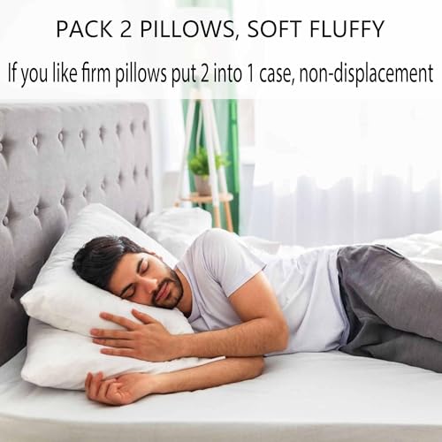 Acteb Ultra Thin Flat Bed Pillows Set of 2 - Soft Standard Size 20x26