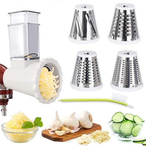 Stand Mixer Cheese Grater and Slicer Attachment with 4 Stainless Blades