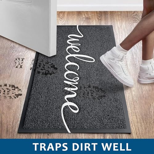 Non-Slip Outdoor Front Door Mat - Low Profile Entryway Welcome Doormat, 30"x17.5"